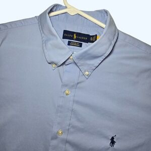 Ralph Lauren Classic Fit Performance Shirt Mens XL Blue Button Down S/S READ*